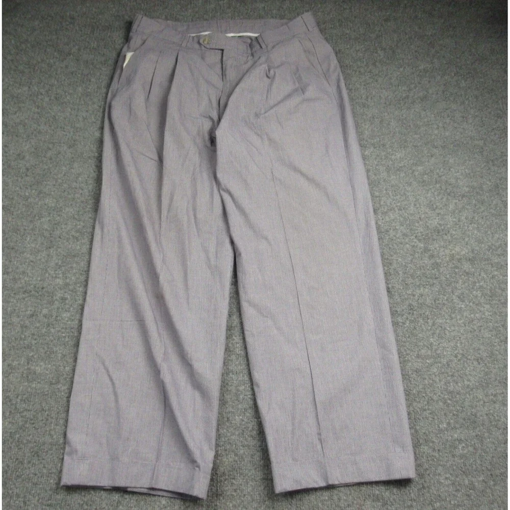 Vintage Cross Creek Pants Men 37x28 Cuffed Micro Houndstooth Pleated Made in USA